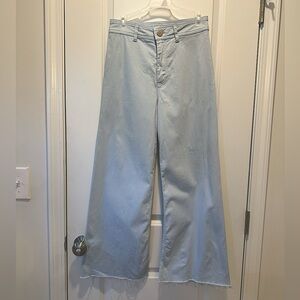 Antonio Melani Raw Hem Cropped Jeans-Sky Blue